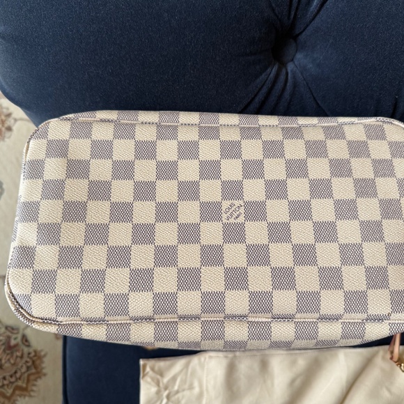 SOLD - Louis Vuitton Neverfull MM Damier Azur Tote Rose Ballerine Pink Lining - Picture 11 of 16